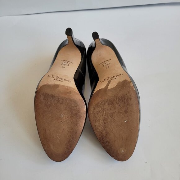 EUC L.K. Bennet Sledge Platform Heels Glossy Green Patent Leather sz 38 6US. - Picture 9 of 9